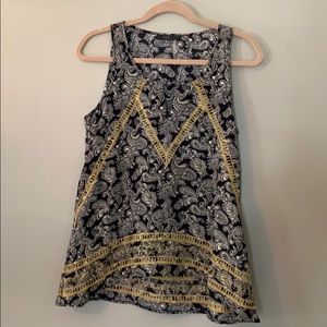 Black and white paisley tank top